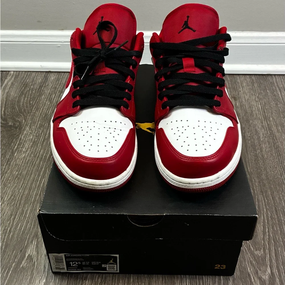 Jordan Retro Low Top Sneakers - Red, White & Black